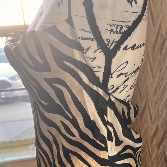 H&M Divided Zebra‎ Mini Satin Slip Cowl Neck, Dropped & Cross Back, Size Small - Picture 5 of 11